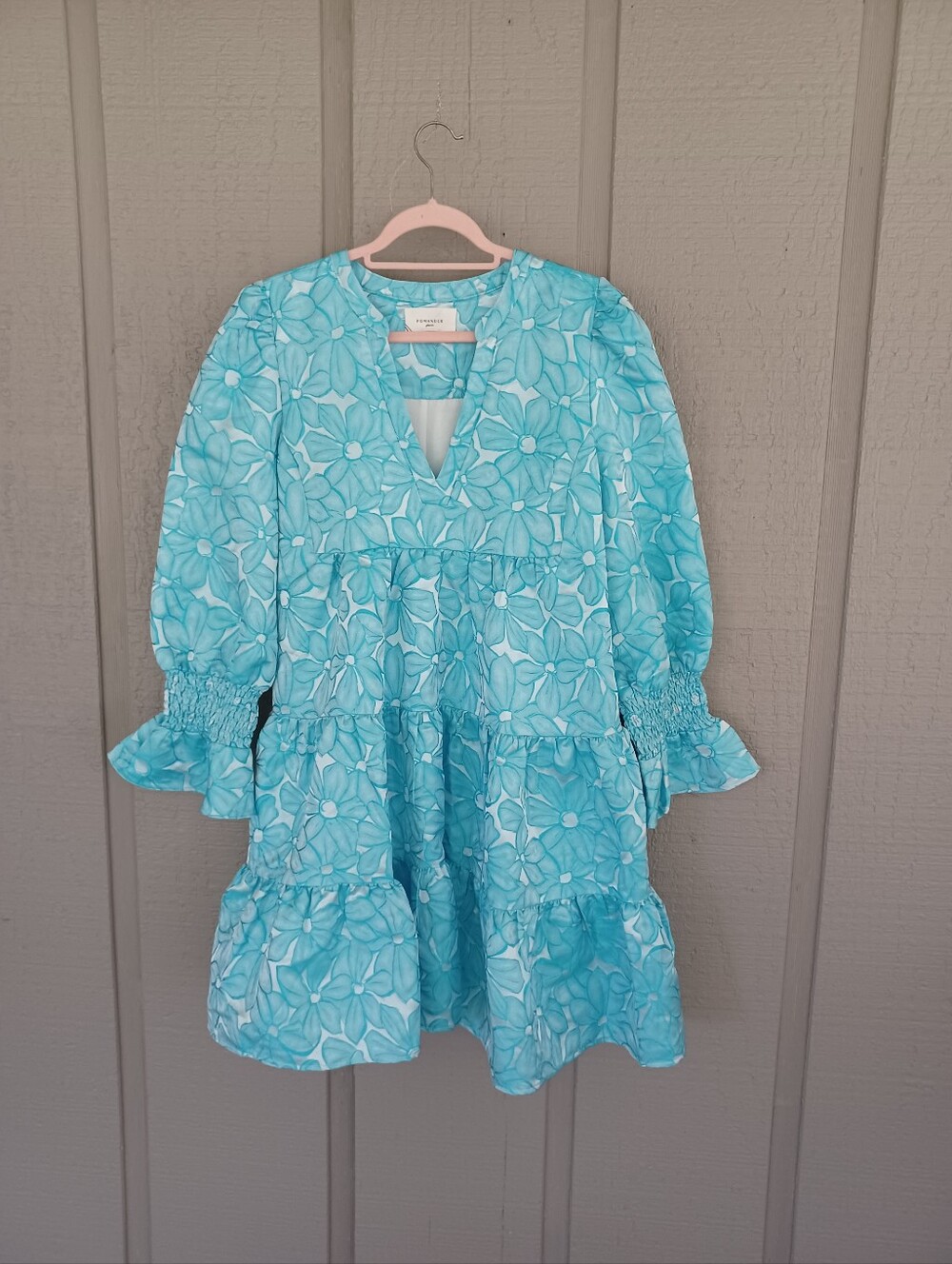 Tuckernuck Pomander Place Kenzo Dress Size XL Blue Daisy Jacquard Wedding Guest